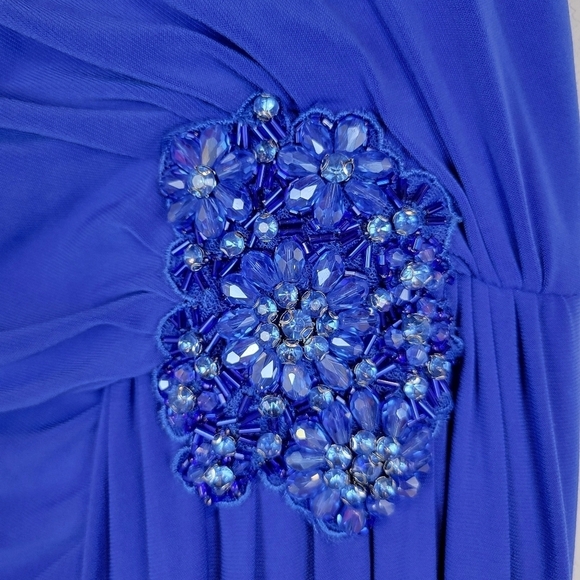 Adrianna Papell Embellished One Shoulder Jersey Cocktail Dress BrilliantSapphire - Picture 9 of 16